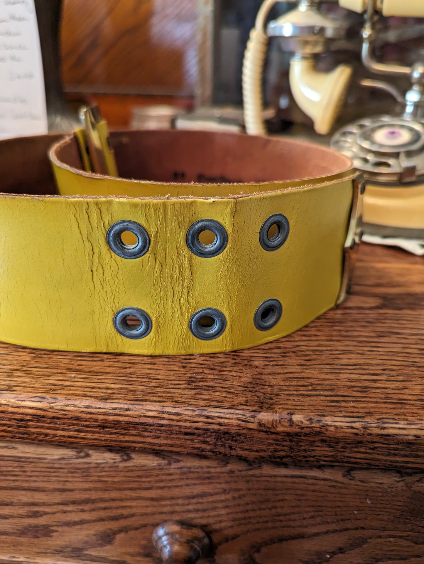 1960s Roger Van S Yellow Leather Belt